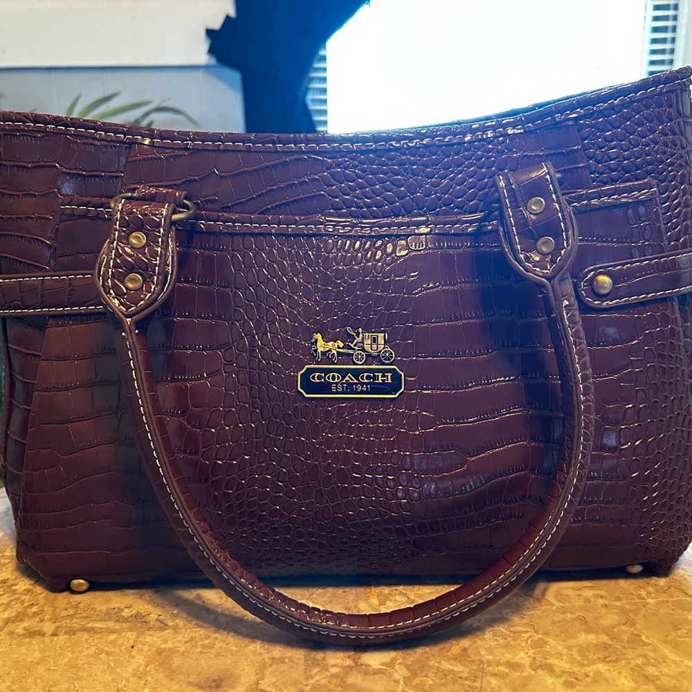 Coach Brown Crocodile Embossed Women's Bag